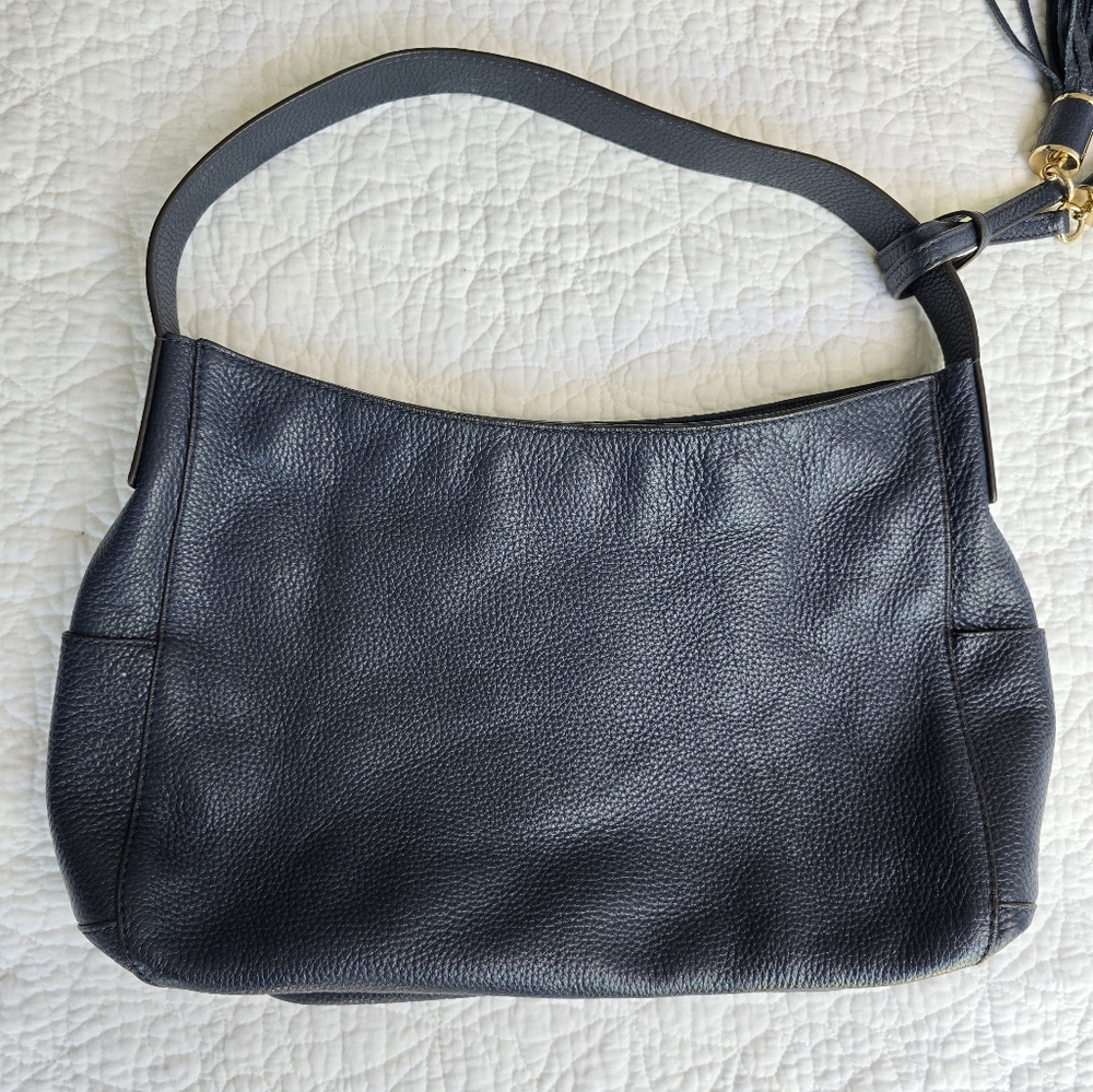 MICHAEL KORS Dark Blue Leather Hobo Bag with Tassels - Picture 9 of 16